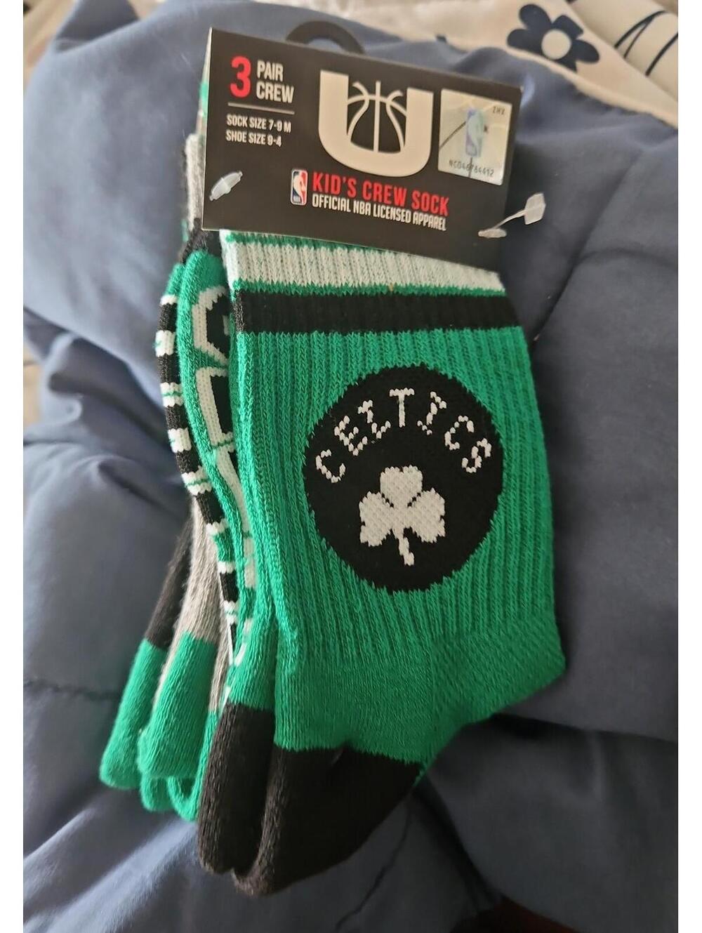 NBA Boston Celtics 3 pair KIDS crew socks sz  sz 9-4